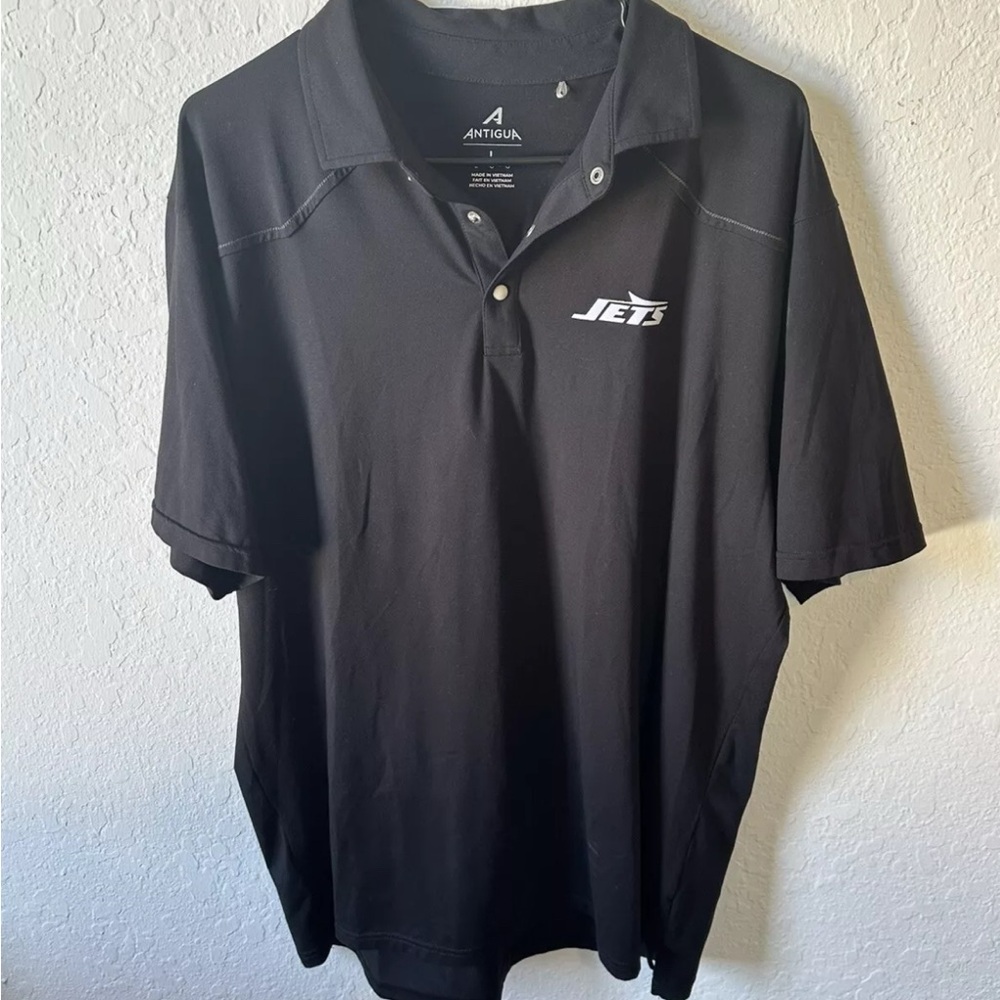 Men’s Large New York Jets Antigua Black Performance Golf Polo NEW
